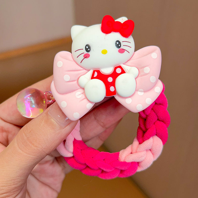 Sanrio colorido tejido de otoño e invierno para niños cuerda de pelo de dibujos animados linda chica banda de goma tocado alto elástico diadema duradera