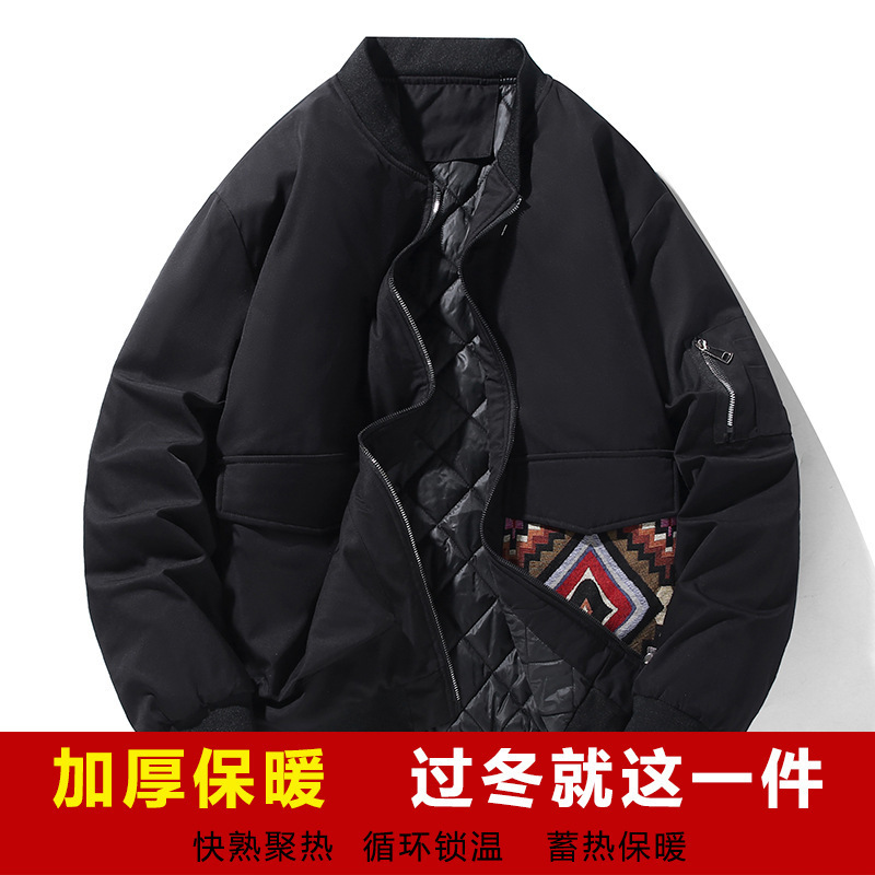 2025加肥加大大码秋冬棒球服刺绣潮牌飞行服加厚棉服300斤大码