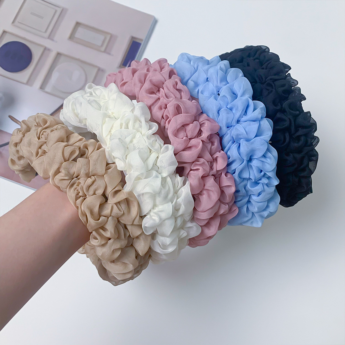 Serre-tête plissé en maille style mode accessoire cheveux_voghion.com