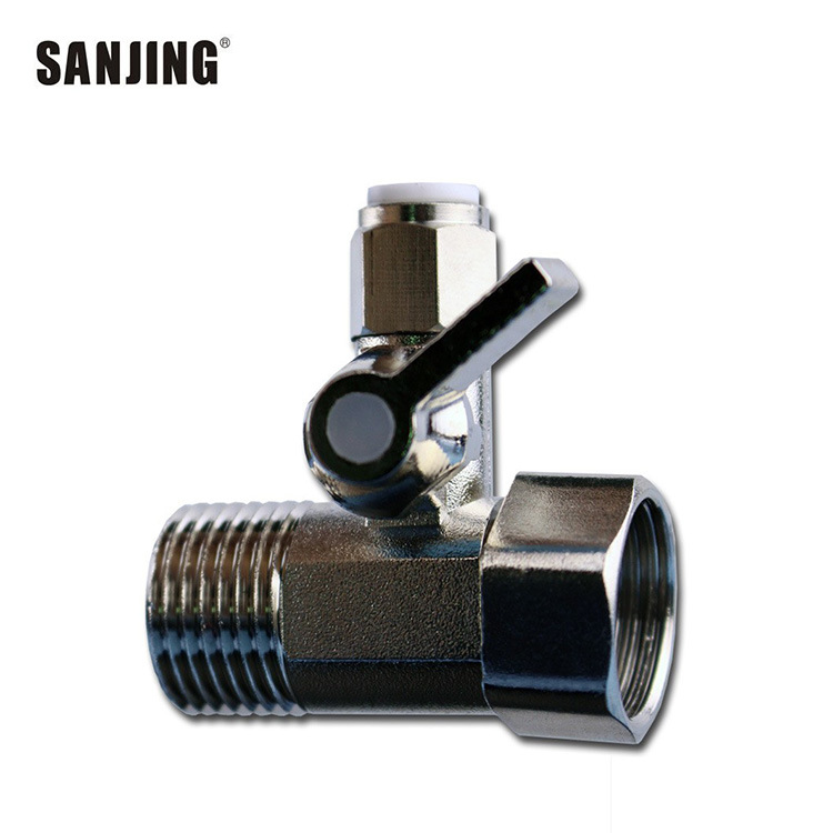 Oferta especial 2 puntos tapón rápido válvula de bola de tres vías 4 puntos válvula de ángulo de la válvula de unión suelta accesorios de instalación purificador de agua entrada de tres vías