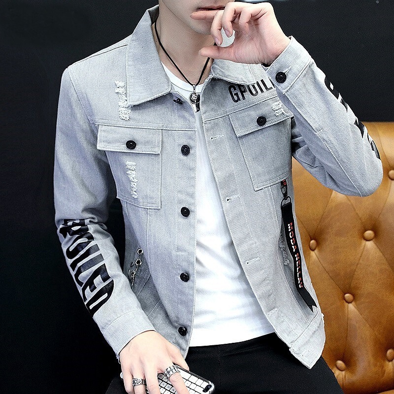 Jacket Men's Autum 2023 New Korean Style Denim Clothes Social Boy Stylish Ins Handsome Denim Jacket Z