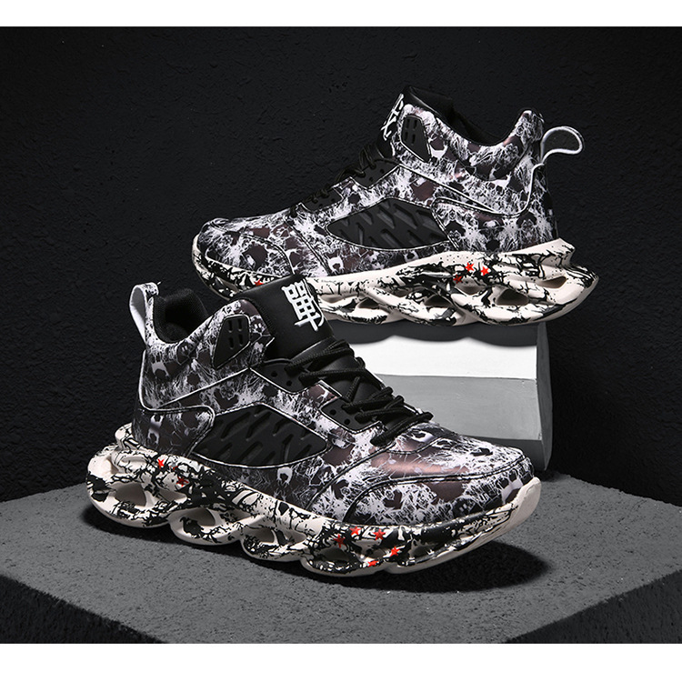 Esportes e lazer masculinos de inverno, tênis de corrida de basquete de cano alto para estudantes, tamanho grande_voghion.com