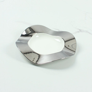 Silver Wave plate hilly 8-inch special-shaped plate model room table Western plate suit club fashion creative table decoration