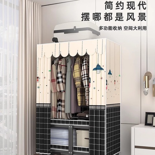 衣柜出租房用免安装折叠卧室家一体简易组装结实耐用衣橱收纳柜子