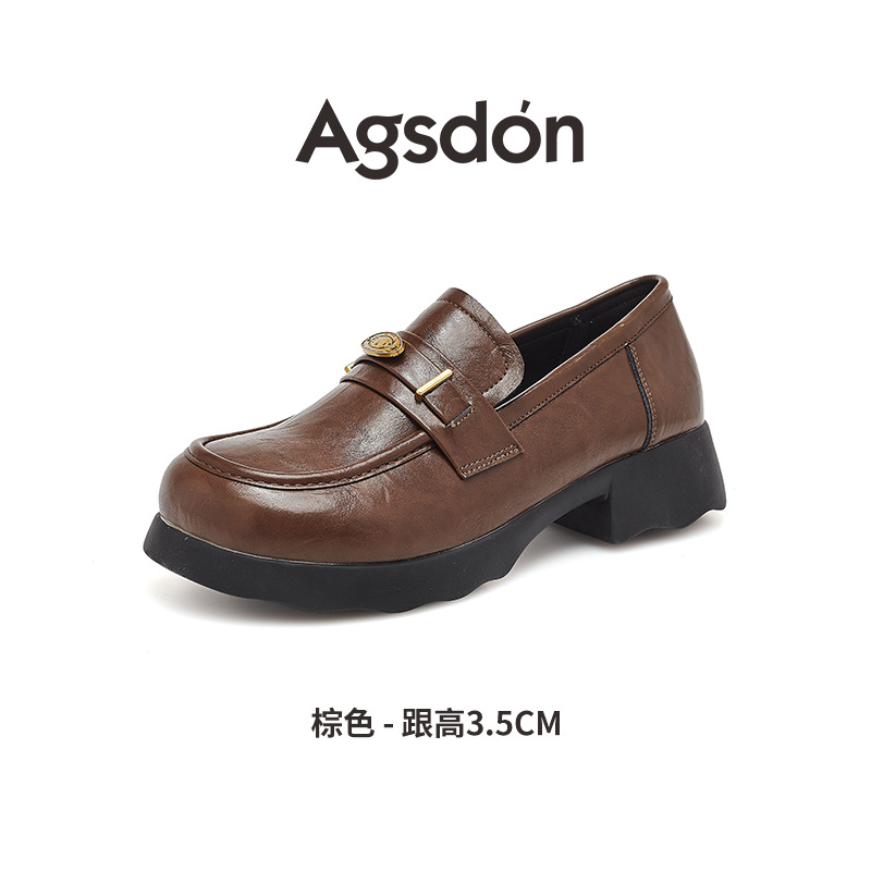 Auge Lion negro Lefour zapatos para mujeres 2025 nuevo otoño estilo británico zapatos de cuero con falda de tacones gruesos jk zapatos