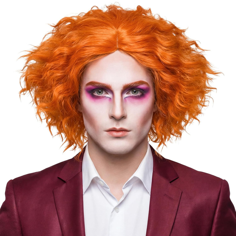 Amazon Halloween Men's Cosplay Anime Wig Alice in Wonderland 2 Mad Hatter Wig Direct Sale Amazon Halloween Men's Cosplay Anime Wig Alice in Wonderland 2 Mad Hatter Wig Direct Sale