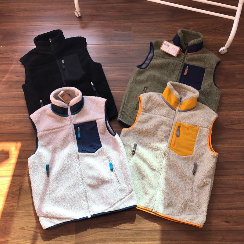 Cross-Border Outdoor American-Style Lamb Wool Unisex Vest, Warm Sports Casual Anti-Cold Fleece Vest with Stand Collar