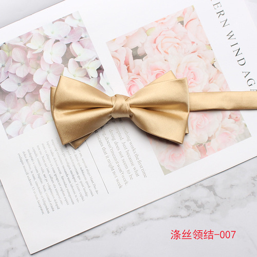 Factory direct supply solid color bow tie men and women banquet performance suit shirt dress double bow tie