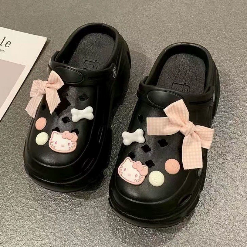 Женские летние пляжные сабо в стиле «Улица Сезам» 2025 года, модные, нескользящие, закрытые, на высокой подошве.