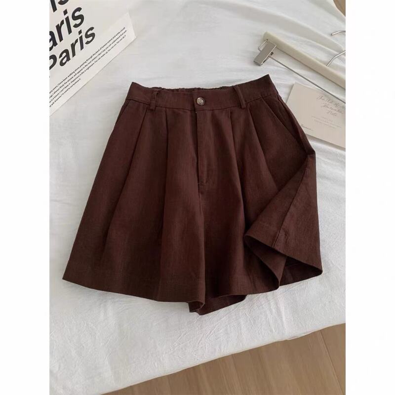 European-Style Linen Fashion Casual Versatile Shorts-2531