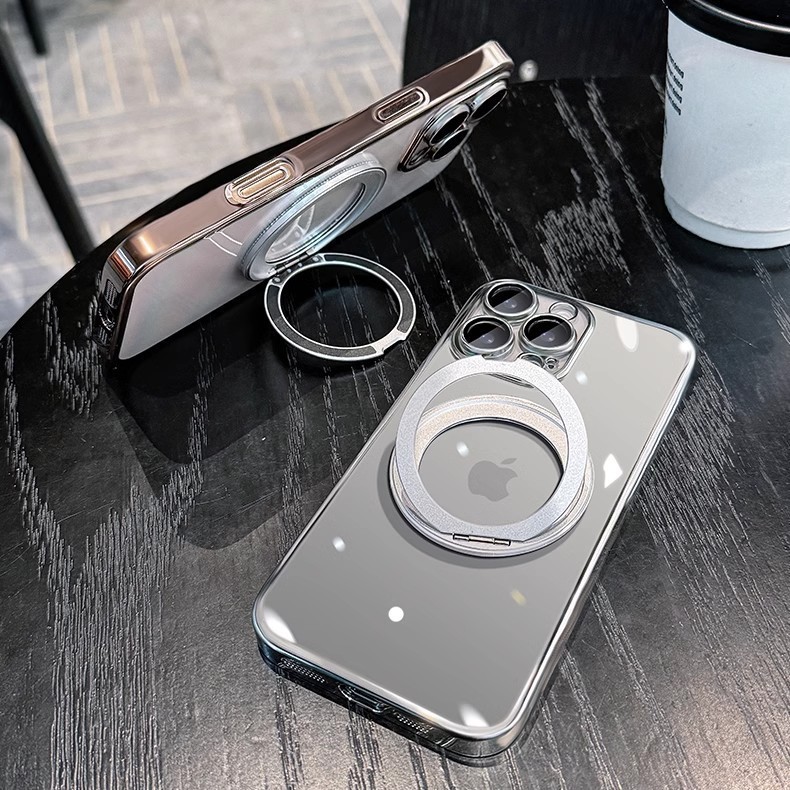 适用iPhone16超强磁吸手机壳苹果15promax360旋转支架高透硬套14|undefined