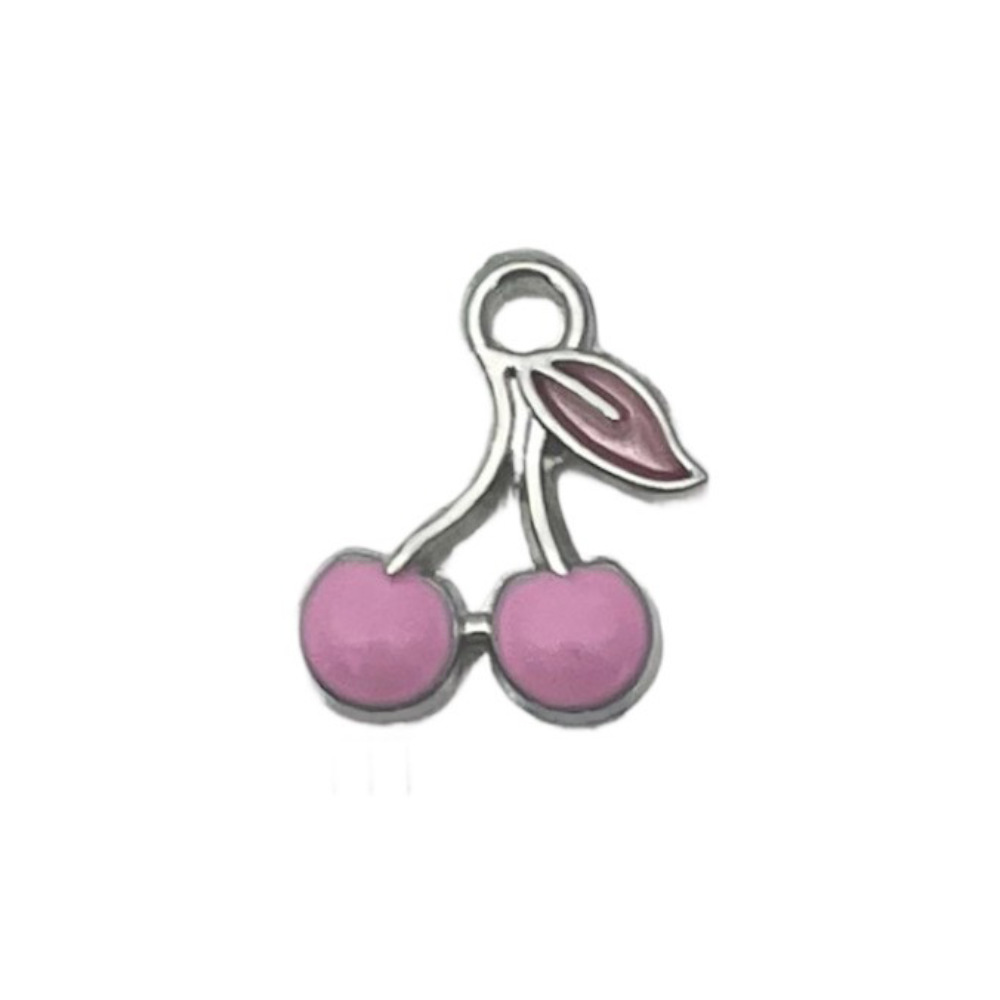 1 piece 21928-white k dripping oil single-sided pink cherry 12x13mm-0.5g