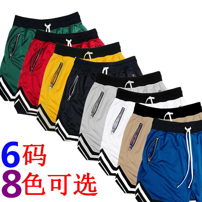 Summer Thin Mesh Sports Basketball Shorts Men's Muscle Fitness Running Basketball Training Breathable Fitness Five-point Pants