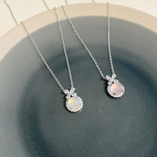 Pendant white jade with zircon with bow, fashionable chain for key bag , 2026 years 3