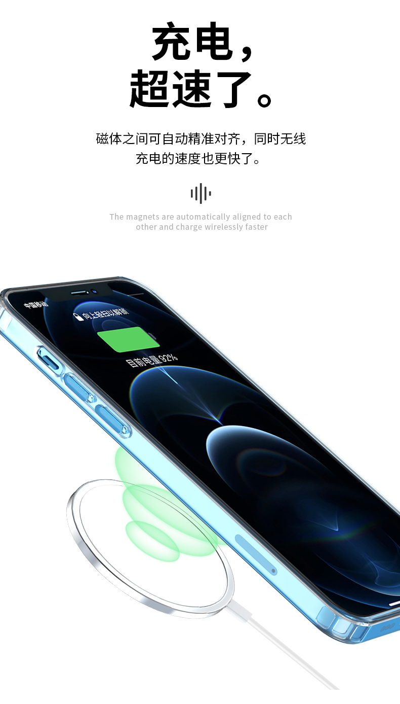 适用iPhone14透明磁吸手机壳magsafe苹果13pro无线充磁吸12保护套详情9