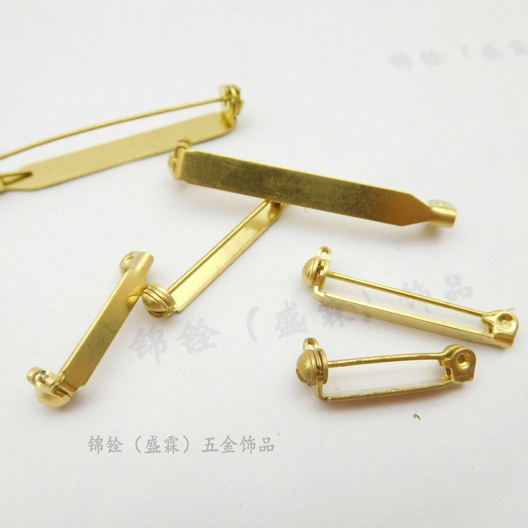 安全别针无孔别针保险头别针DIY金属铜针胸针保色金/保色银/白K色