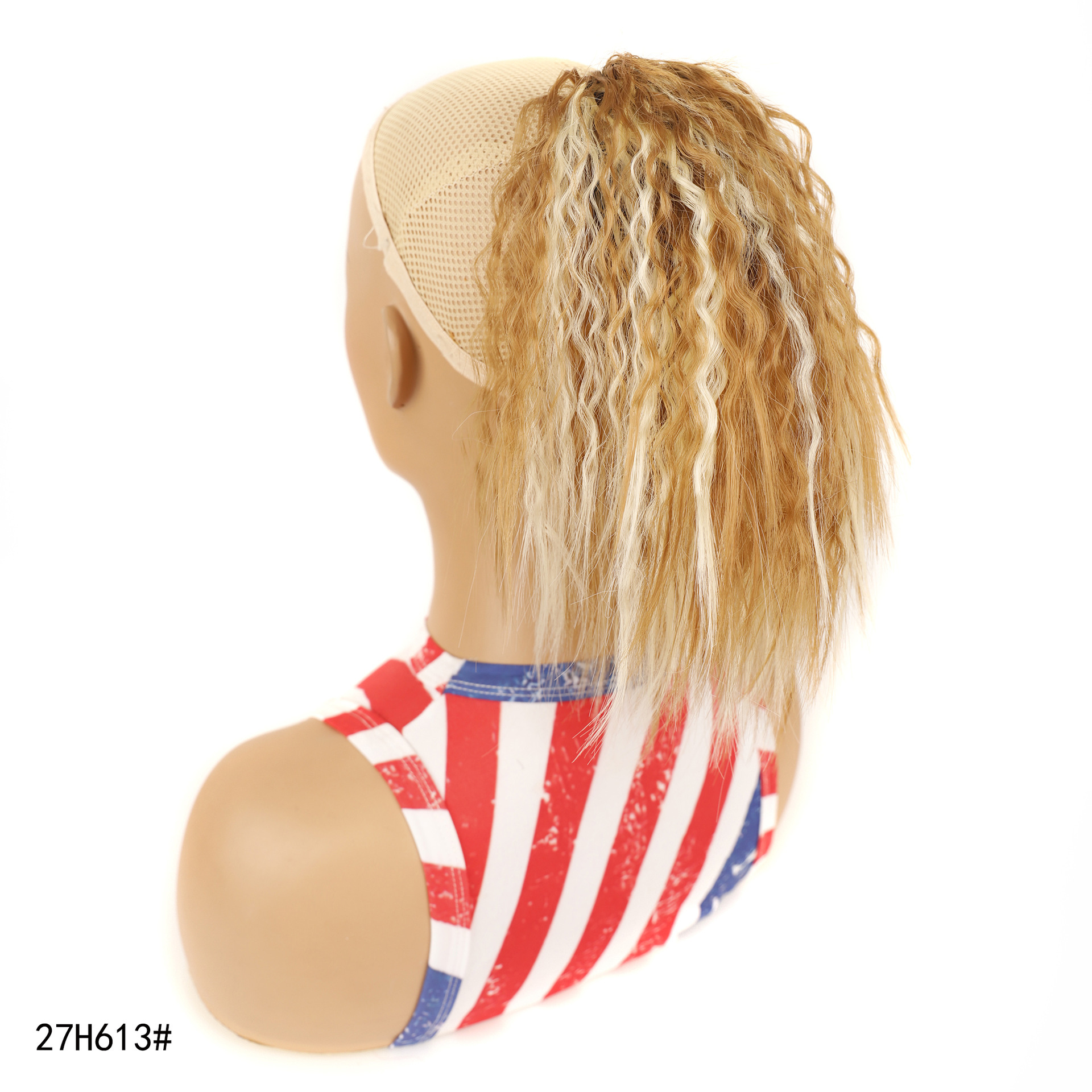 Wig ponytail, short fluffy corn perm wig ponytail, African women's drawstring short ponytail wholesale_voghion.com