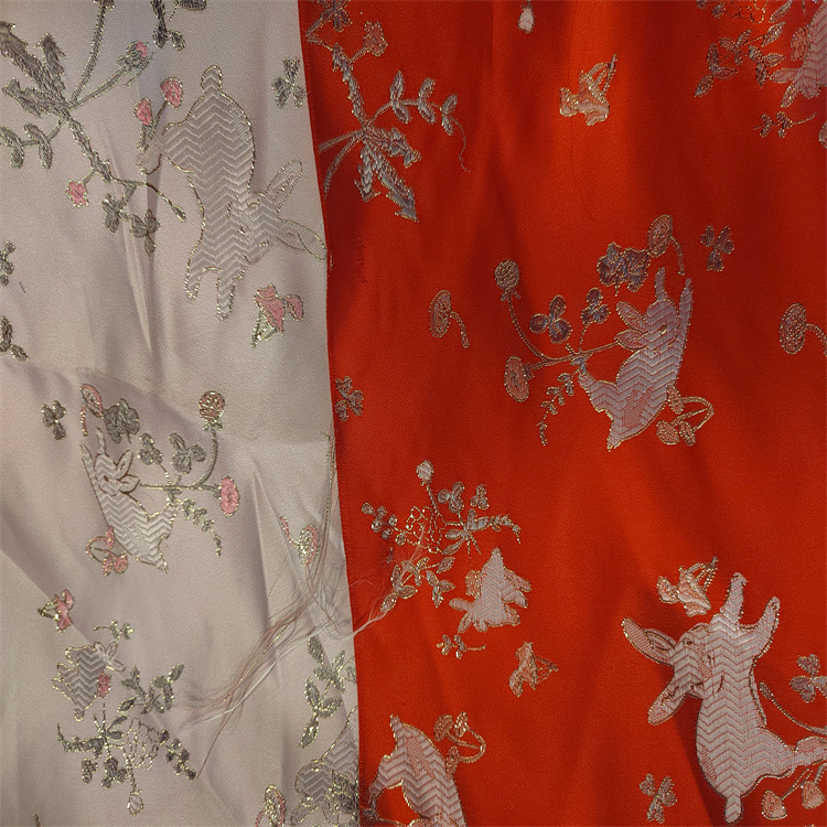 小兔子图案色织梭织提花布面料适用于服装装饰沙发布鞋子布