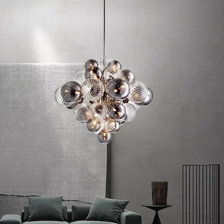 Nórdico moderno comedor sala de estar candelabro diseñador personalidad dormitorio bola de vidrio de diamante bola de arte lámpara molecular