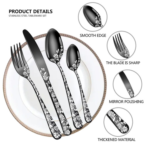 Cross-border Amazon pattern stainless steel tableware set, Western steak knife, fork and spoon for 6 people, 24-piece set