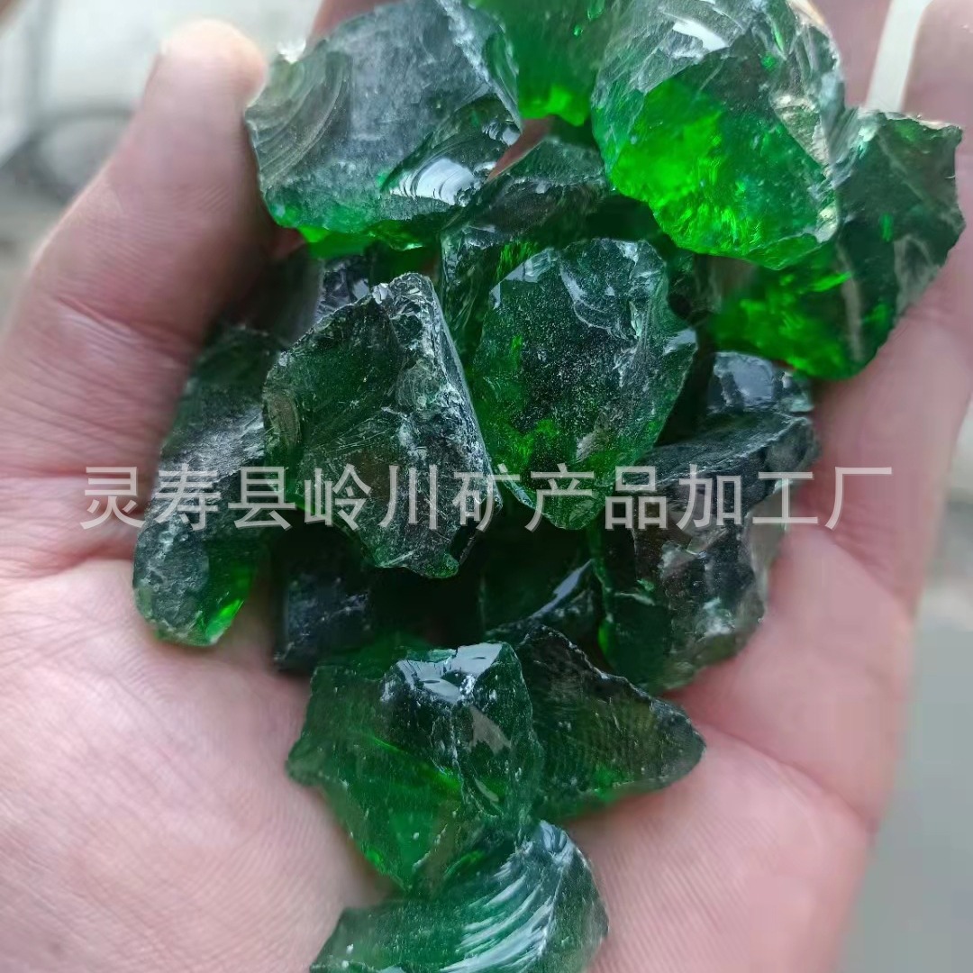 批发造玻璃块不规则玻璃块透明玻璃块玻璃珠扁珠红色绿色玻璃块