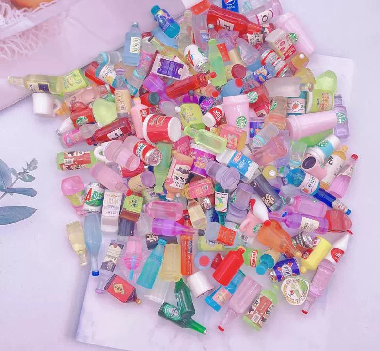 Realistic small cartoon food play, convenience store, bottle, phone case with accessories, handmade