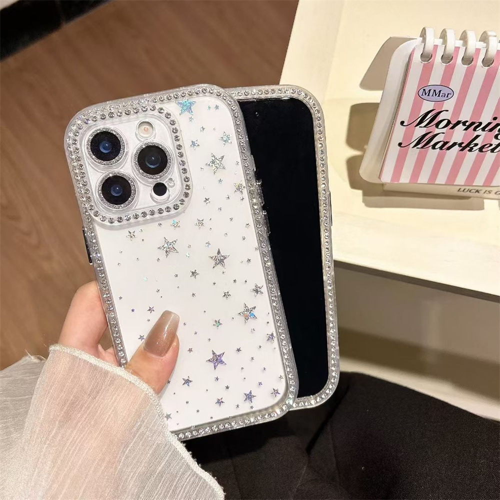 适用三星S26+苹果iPhone 17手机壳S25手工A17保护壳 点钻水钻透闪