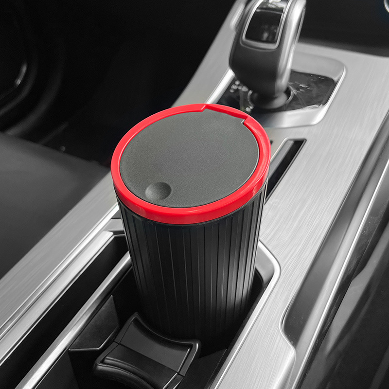 Car trash can with lid round trash box car waterproof storage bucket car central control Cup dustbin