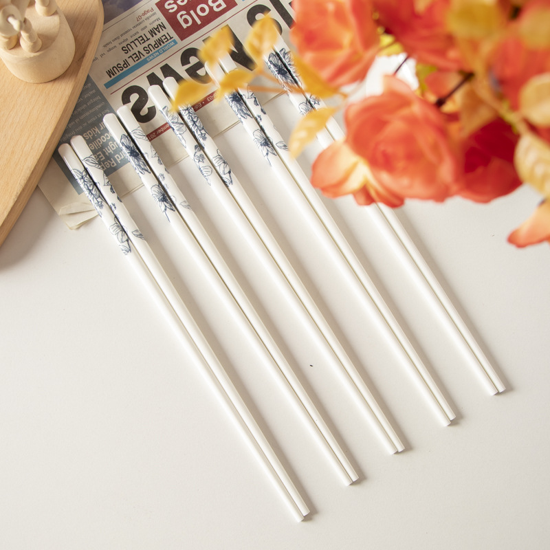 Gardenia Ceramic Chopsticks Healthy Household Tableware Anti-slip Mildew Antibacterial High-grade Bone Porcelain Mildew-proof High Temperature Resistant