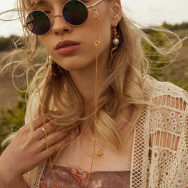 亚马逊跨境潮流款女士金属眼镜链 金棒眼镜防丢防滑挂绳 口罩绳链