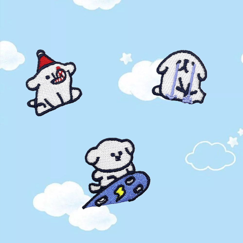 缤燕刺绣布贴电脑绣花章卡通滑板小狗自粘款衣服包包装饰补丁贴布