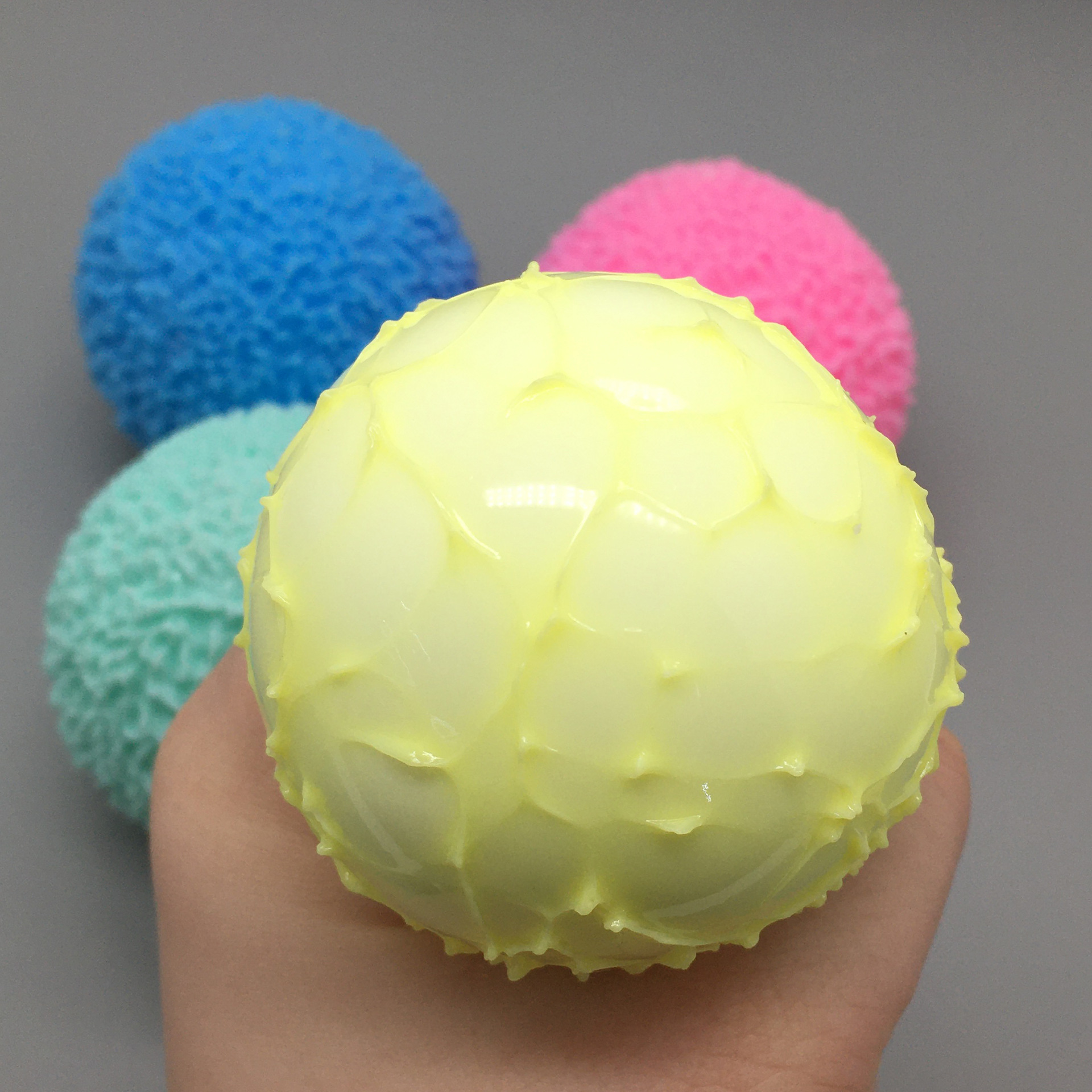 E-commerce hot-selling 6cm grass balls, flour balls, stress-relief pattern balls, adult TPR squeeze toys, slow rebound