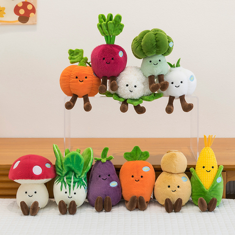 かわいい果物と野菜のぬいぐるみニンジンナスキャッチャーマシン人形人形スーパーベジタブルストア人形ペンダント|undefined