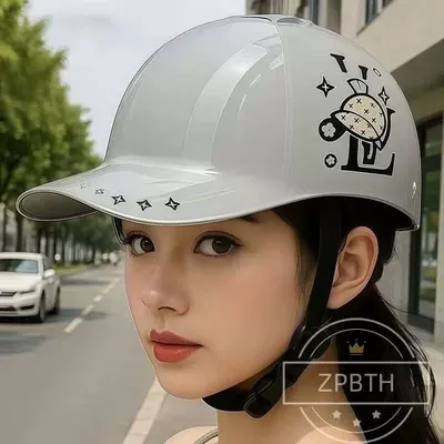 3C Certified Electric Vehicle Helmet for Motosiklet kaskı (dəbilqə) - one-size-fits-all-new-baseball-cap-gray-v-flower-built-in-mini-sunglasses