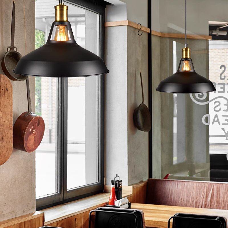 Araña de hierro forjado de viento industrial transfronterizo, restaurante retro, barra de bar, candelabro de porche, pantalla de lámpara de un solo cabezal