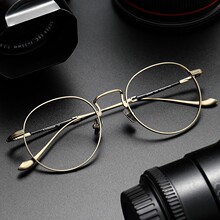 松田同款日系复古圆框高品质纯钛镜框个性轻奢潮流眼镜框丹阳眼镜