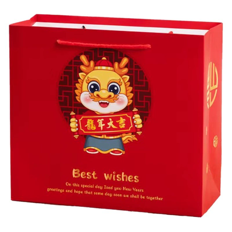 Подарочный пакет в китайском стиле «Год Лошади», сувенирная сумка, красная сумка-тоут, для ежегодных встреч, новогодних сладостей, закусок, упаковка новогодних товаров