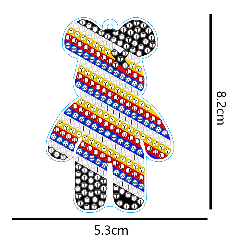 Bricolaje transfronterizo nuevo diamante pintura acrílico oso violento doble cara rhinestone llavero colgante hecho a mano rhinestone colgante