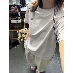 冰皮速干t恤男女夏季户外运动透气凉感短袖插肩袖撞色拼接半截袖