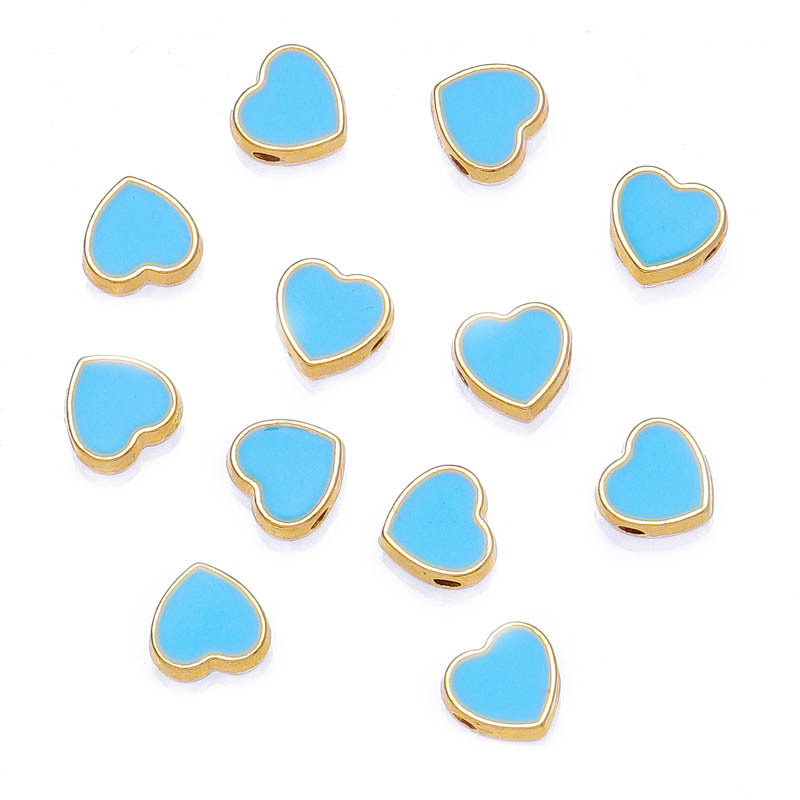150g Weight Beads Jewelry Making Type Diameter 8mm Jewelry Making Size DIY Jewelry Accessories Classification 50 PCS/Package Quantity Alloy Material Heart Shape Pattern Plating Design Elegant, Streetwear Style 50 PCS/Package Diameter 8mm Alloy Heart Shape DIY Jewelry Accessories Beads 8