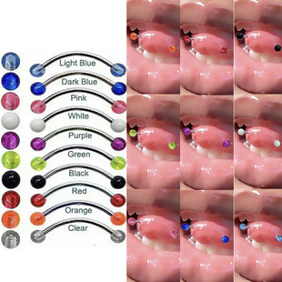 Gaibei European and American cross-border simple ins style Human body puncture tongue nail acrylic curved rod tongue nail puncture jewelry factory