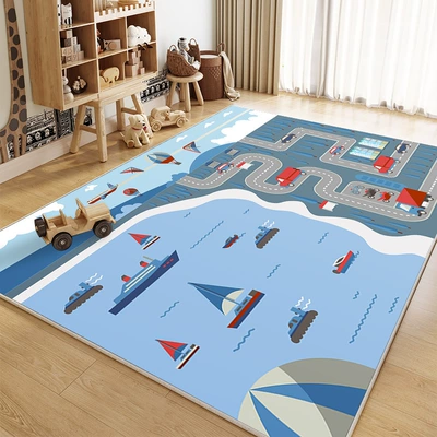 Car Track Children's Floor Mats, Avtomobil döşəmə paspasları - track-18-80120cm-crystal-velvet