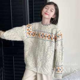 女童毛衣春秋季2025款儿童洋气针织套头衫上衣秋装女孩长袖打底衫