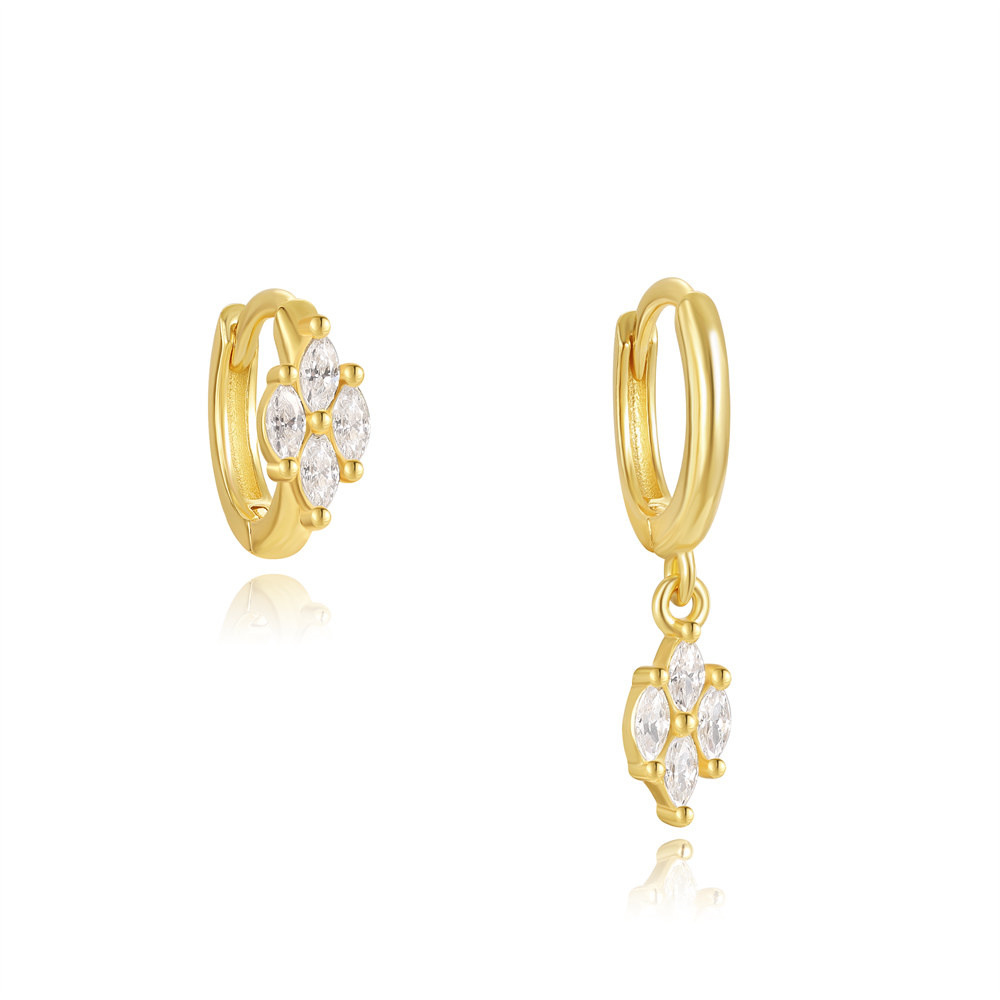 Women's Gender Asymmetrical, Inlay Design Simple Style Style 1 Pair 925 Sterling Silver Zircon Geometric Earrings