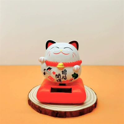 Cross-border creative solar fortune cat decoration car dashboard with cute decoration car supplies (Car ornaments) - 10cm-lucky-luck-cat