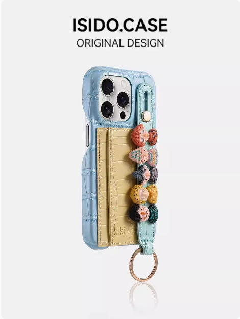 Bolso de tarjeta con estampado de cuero en contraste para niña ins para estuche para teléfono móvil iPhone16ProMax 12 Apple 13/14PM femenino 15