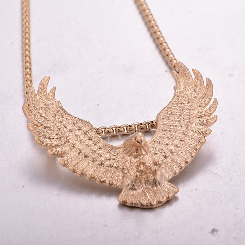 New Pendant Men's Jewelry Wings Blue Titanium Steel Crow Core Punk Rock Necklace_voghion.com