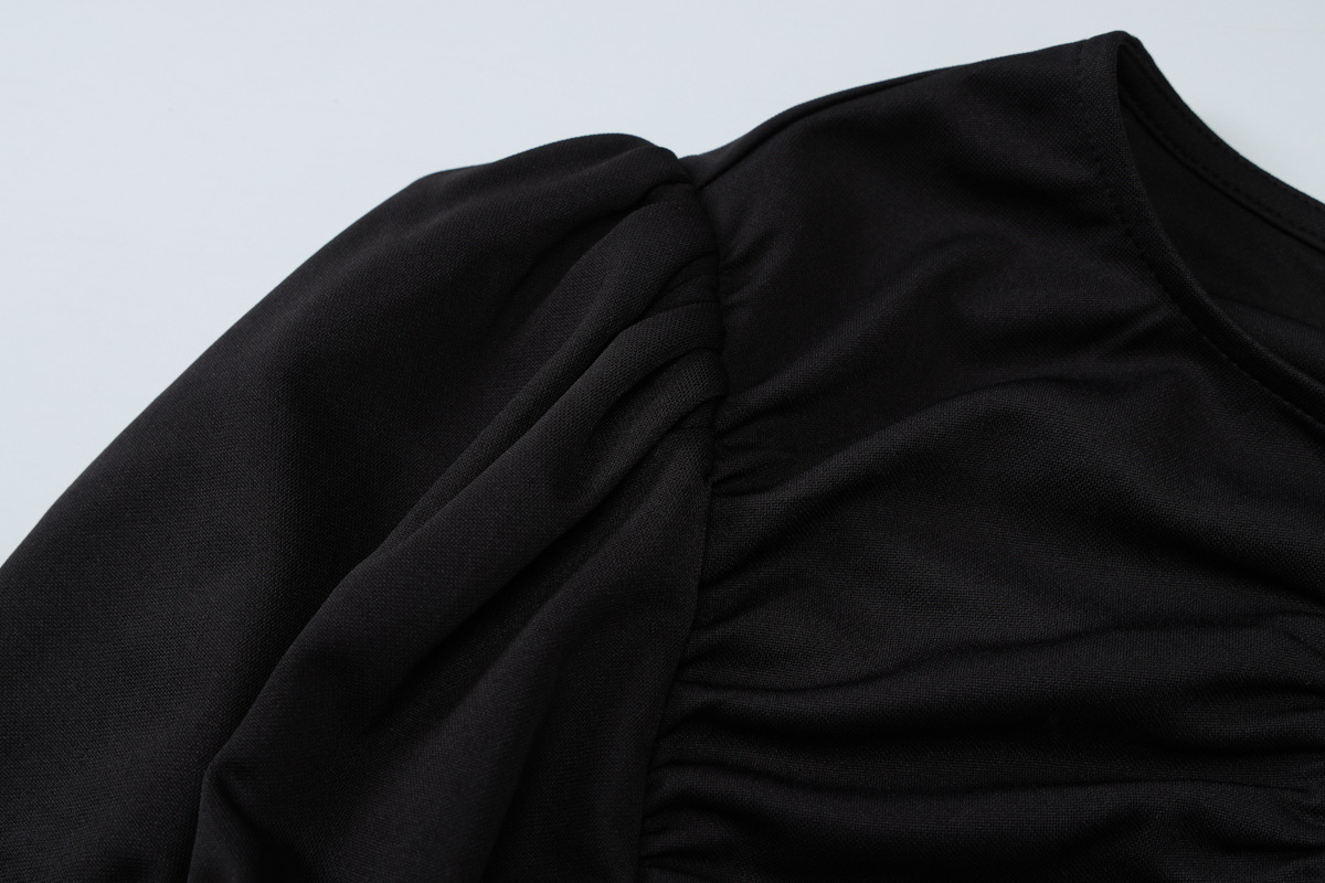 Vestido largo ajustado de verano para mujer, estilo francés, con cuello redondo, manga corta y cintura plisada.