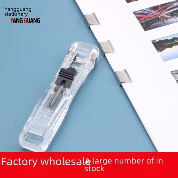 Factory wholesale office stationery medium push clip supplementary clip creative stapler needle-free reusable