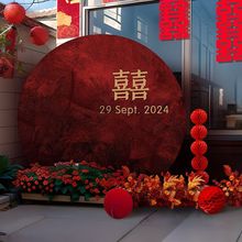 中式订婚布置装饰网红婚礼场景氛围感大气拍照婚庆豪华背景墙kt板